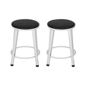 Kit 2 Banquetas Baixa Banco Cozinha Americana Balcão Bar Aço:preto/branco