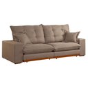 Ver imagem 1 de Sofá Retrátil e Reclinável 250cm Dvitrine Canadá D28 com Tecido Linho - Marfim