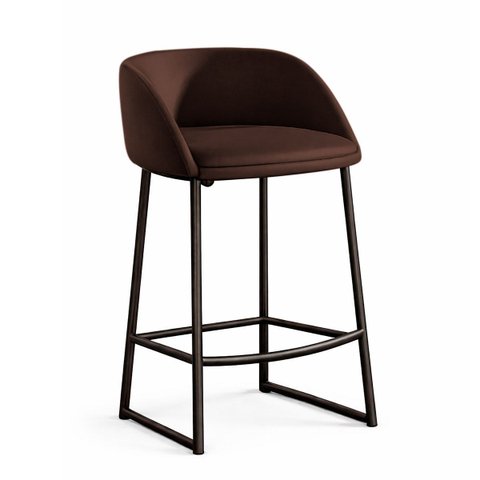 Banqueta Alta Bistrô Bancada Premium Industrial Corino Monacô - Paraná Metal:marrom