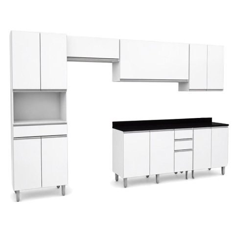 Armário de Cozinha Completa Top Class 6 Peças com 12 Portas Branco