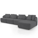 Ver imagem 6 de Sofá 5 Lugares com Chaise Direito Sala Living 388cm Arlo F04 Veludo Grafite - Lyam Decor