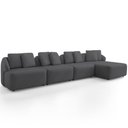 Ver imagem 2 de Sofá 5 Lugares com Chaise Direito Sala Living 388cm Arlo F04 Veludo Grafite - Lyam Decor