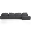 Ver imagem 3 de Sofá 5 Lugares com Chaise Direito Sala Living 388cm Arlo F04 Veludo Grafite - Lyam Decor