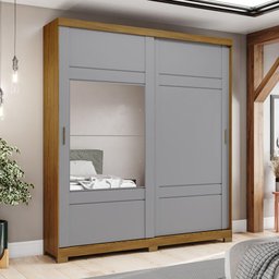 Guarda-Roupa Henn Verg 2 Portas de Correr e 3 Gavetas Cinza - 1 Guarda-Roupa Henn Verg 2 Portas de Correr e 3 Gavetas Cinza - 1