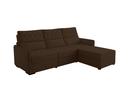 Ver imagem 2 de Sofá Fixo com Puff 3 Lugares Veludo Soft 230cm Conforto Plus Sofisticato - Marrom