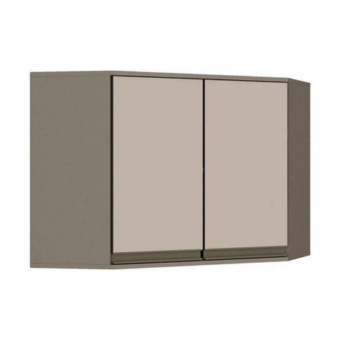 Armário Aéreo P/ Cozinha Canto Oblíquo Connect 2 Portas 80cm Duna/cristal Henn