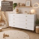 Ver imagem 4 de Cômoda Infantil 8 Gavetas Retrô com Corrediça Telescópica e Pés Madeira Lívia