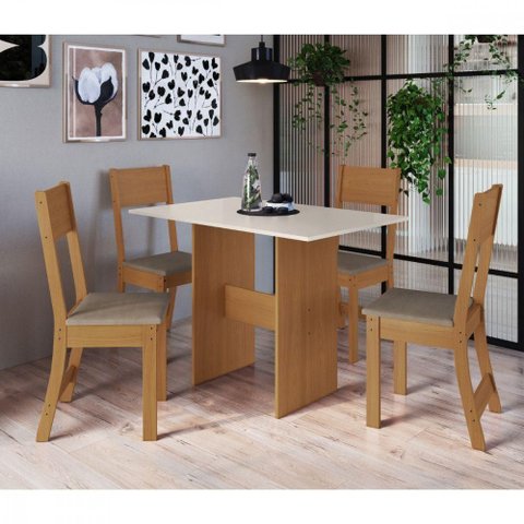 Mesa com 4 Cadeiras Karla Freijo com Off White Cacau Indekes