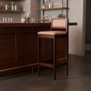Ver imagem 1 de Kit 6 Banquetas Assento Encosto Estofado em Sintetico Hellen:imbuia com Sintetico Nude