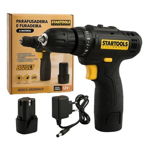 Parafusadeira Furadeira Reversivel Litio 12V 25 Velocidades sem Fio Bateria Recarregavel Compacta Po