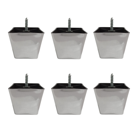 Kit 6 Pés para Sofa Rack Estofados Modelo Cadency Cromado Trapézio Alt 6 Cm