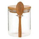Ver imagem 1 de Pote de Vidro 250 Ml com Tampa Hermética de Bambu e Colher - para Temperos e Cereais