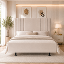 Ver imagem 1 de Cabeceira 140 cm Linho Casal Frame Estofada Cama Box Moderna:Bege