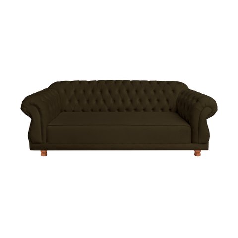Sofá Chesterfield Capitone Elisabeth Suede Marrom 2,30cm