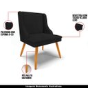 Ver imagem 4 de Kit 6 Cadeiras Decorativas Sala de Jantar Base Fixa de Madeira Firenze Linho Preto/Castanho G19 - Gr