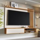 Ver imagem 1 de Painel para TV até 72 Polegadas Munique 1 Porta Ripado Off White/Nature - Giga Móveis