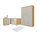 Ver imagem 1 de Quarto de Bebê Completo Berço Americano 3x1 Colchão Encanto Multimóveis Mp4601 Madeirado/off