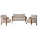 Ver imagem 1 de Conjunto Decorativo 2 Poltronas e 1 Namoradeira 2 Lugares Hand Linho Bege - Gran Belo