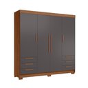 Ver imagem 4 de Guarda Roupa Roupeiro Casal 4 Portas 6 Gavetas Irati 4.6 Jatoba Grafite Santos Andirá