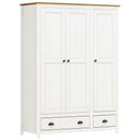 Ver imagem 1 de Guarda Roupa Solteiro 3 Portas 2 Gavetas Madeira Maciça Mazzaro F06 Branco Freijó - Lyam Decor