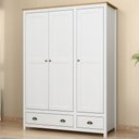 Ver imagem 2 de Guarda Roupa Solteiro 3 Portas 2 Gavetas Madeira Maciça Mazzaro F06 Branco Freijó - Lyam Decor