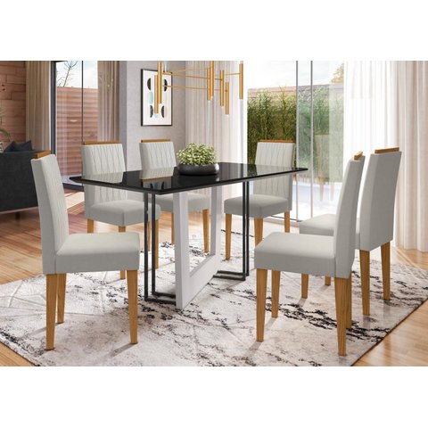 Conjunto Mesa Munique 160cm com 6 Cadeiras Ana New Ceval