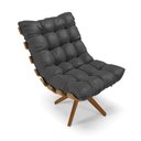 Ver imagem 3 de Kit 01 Poltrona e 01 Puff Giratório Costela Corino Preto Base Madeira MA25 - D’Rossi