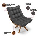 Ver imagem 5 de Kit 01 Poltrona e 01 Puff Giratório Costela Corino Preto Base Madeira MA25 - D’Rossi