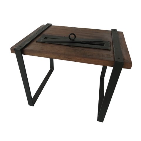 Mesa de Canto Ecológica Rústica em Madeira e Ferro Aquecedor Sala de Jantar Libertas Rosas Artesanat