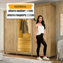 Ver imagem 4 de Guarda-Roupa Casal 3 Portas de Correr 1 Porta com Vidro Reflecta com LED 5 Gavetas Portugal Marrom/Cinamomo