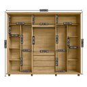 Ver imagem 3 de Guarda-Roupa Casal 3 Portas de Correr 1 Porta com Vidro Reflecta com LED 5 Gavetas Portugal Marrom/Cinamomo