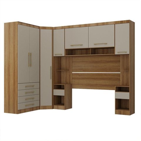 Quarto 7 Portas 6 Gavetas Cab Qn Paris Master Luciane Móveis Avelã Pf-Cinammon Pf