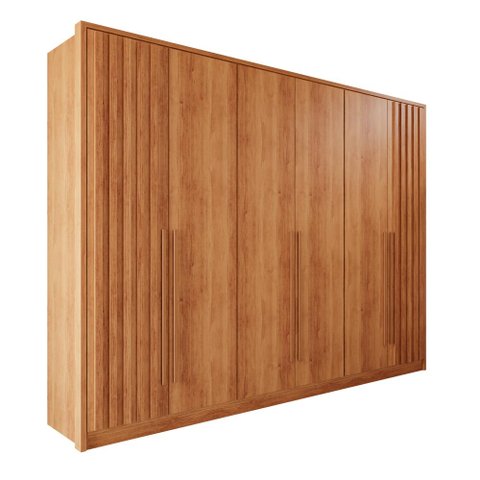 Guarda Roupas Casal 100% Mdf 6 Portas 5 Gavetas Moscou Ripado - Mais Móveis Cinamomo