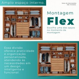 Guarda Roupas Casal 100% Mdf 6 Portas 5 Gavetas Moscou Ripado - Mais Móveis Cinamomo - 4