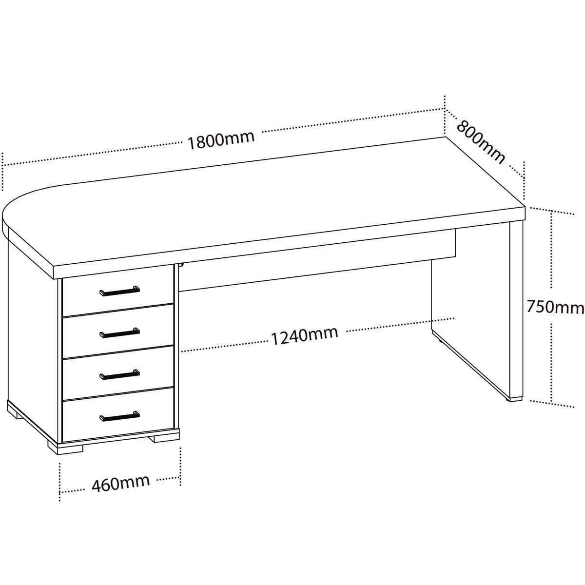 Mesa para Escritório 4 Gavetas Lado Esquerdo Charuto/preto - 8