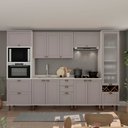 Ver imagem 1 de Cozinha Completa Iluminata Ayla 10 Portas 3 Gavetas 100% Mdf com Vidro Branco/fendi/mineral - Genial