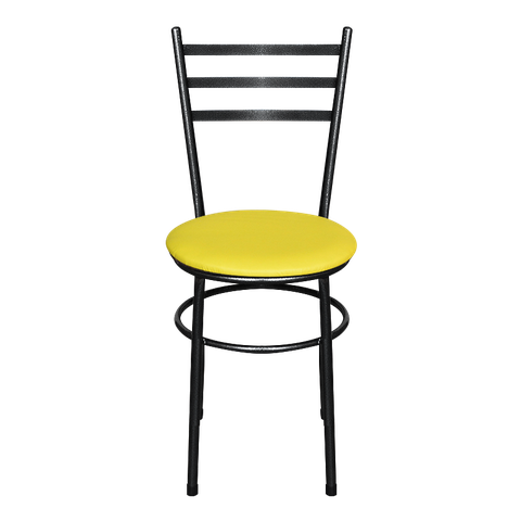 Cadeira Para Cozinha Epoxi Craqueada Assento Estofado - Amarelo