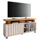 Ver imagem 2 de Rack Bancada de Tv 50 Pol 136cm Briz Off White/cinamomo - Hb Móveis