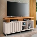 Ver imagem 1 de Rack Bancada de Tv 50 Pol 136cm Briz Off White/cinamomo - Hb Móveis