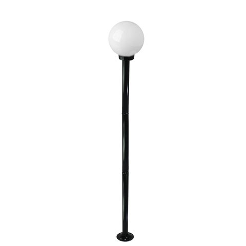 Poste de Jardim com Globo de Vidro Leitoso 15x28 de 2,00m P18 em Aço Preto