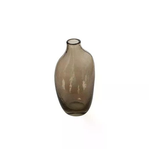 Vaso de Vidro Organico Marrom Decorativo - 21cm