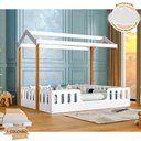 Ver imagem 1 de Cama com Colchão D28 Montessoriana Casal Infantil Ágatha Branco/amêndoa Incluso Luminária