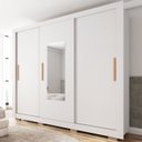 Ver imagem 1 de Guarda-Roupa 3 Portas 1 com Espelho 2 Gavetas e Pés Amanda Espresso Móveis Branco