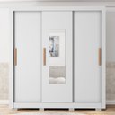 Ver imagem 5 de Guarda-Roupa 3 Portas 1 com Espelho 2 Gavetas e Pés Amanda Espresso Móveis Branco
