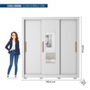 Ver imagem 3 de Guarda-Roupa 3 Portas 1 com Espelho 2 Gavetas e Pés Amanda Espresso Móveis Branco
