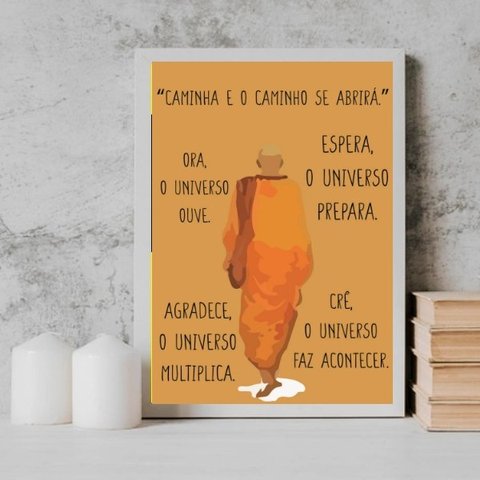 Quadro Caminha E O Caminho Se Abrirá 24x18cm:Madeira preta