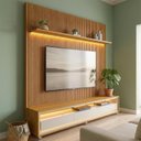 Ver imagem 1 de Rack com Painel para TV até 90 Polegadas 100% MDF com Gavetas, LED e Vidro 224x250x38cm Off White