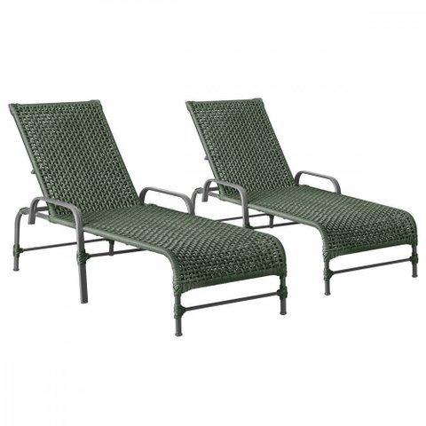 2 Espreguiçadeiras Reclinavel Catar Preto Corda Nautica Trama Original