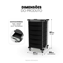 Ver imagem 4 de Carrinho Auxiliar Organizador Multiuso com 6 Gavetas, Estrutura em Aço, Tampo em Psai - Mad.U Two