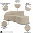 Ver imagem 3 de Sofá Living 3 Lugares 230cm Braço Esquerdo Mozart D06 Linho Bege Escuro - Mpozenato